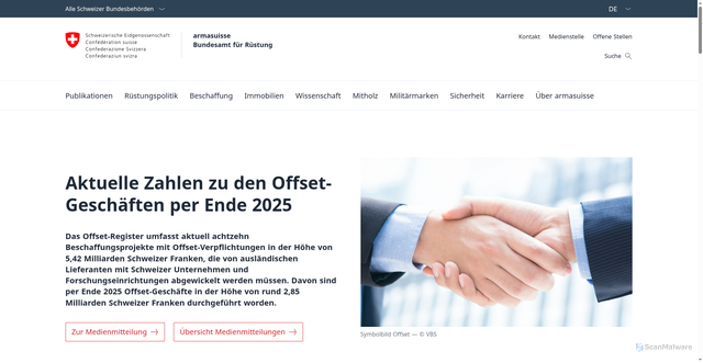 Security scan screenshot of https://www.ar.admin.ch/de