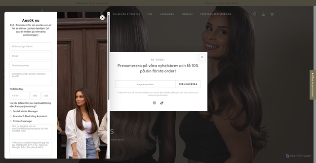 Security scan screenshot of https://luxhair.se