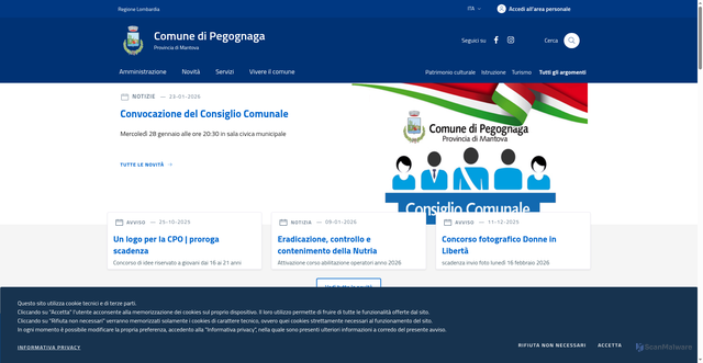 Security scan screenshot of https://www.comune.pegognaga.mn.it/