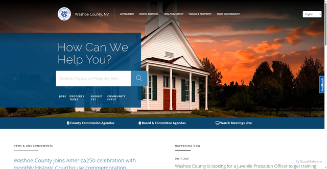 Security scan screenshot of https://washoecounty.gov/