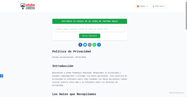 Security scan screenshot of https://ytthumbnails.pages.dev/es/politica-privacidad/