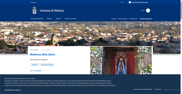 Security scan screenshot of https://www.comune.moiano.bn.it/