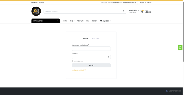 Security scan screenshot of https://staging.arperformance.ch/?p=126