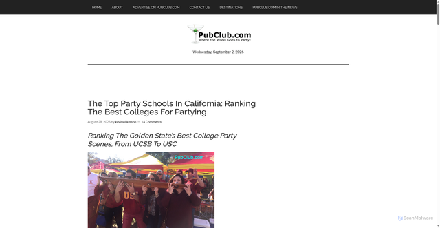 Security scan screenshot of https://www.pubclub.com/colleges/the-top-party-schools-in-california-ranking-best-colleges-universities-partying/