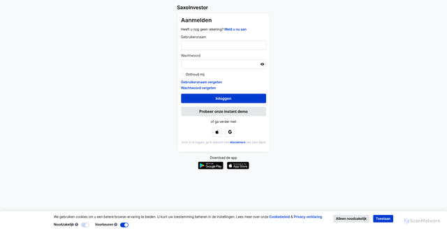 Security scan screenshot of https://www.saxoinvestor.be