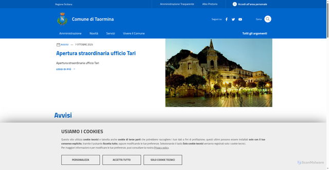 Security scan screenshot of https://www.comune.taormina.me.it/