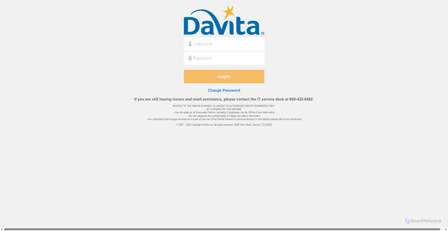Security scan screenshot of https://davita.csod.com