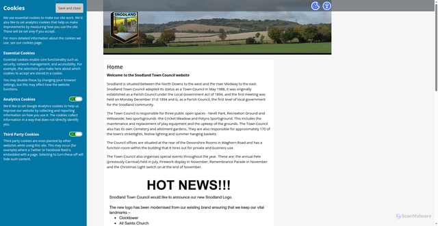Security scan screenshot of http://www.snodlandcouncil.co.uk