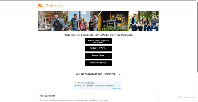 Security scan screenshot of https://purdue.brightspace.com