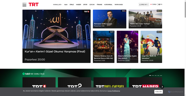 Security scan screenshot of https://www.trt.net.tr