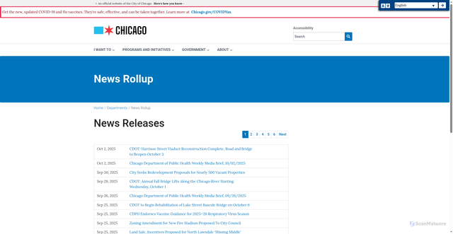 Security scan screenshot of https://www.chicago.gov/city/en/depts/news.html