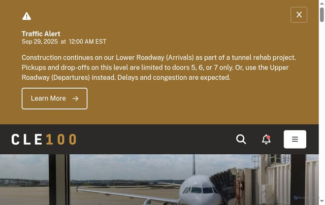 Security scan screenshot of https://www.clevelandairport.com/flight-info/airlines