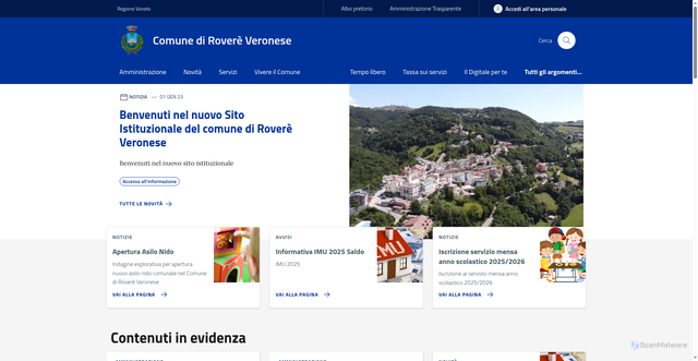 Security scan screenshot of https://www.comune.rovereveronese.vr.it/