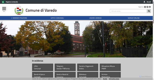 Security scan screenshot of https://www.comune.varedo.mb.it/servizi/notizie/notizie_homepage.aspx