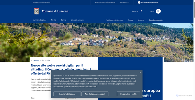 Security scan screenshot of https://www.comune.luserna.tn.it/