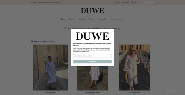 Security scan screenshot of https://duwe.se