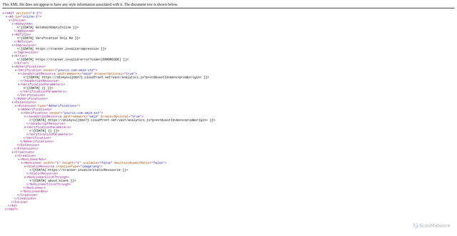 Security scan screenshot of https://vast.prod.gbads.net