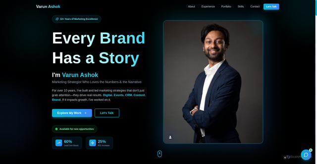 Security scan screenshot of https://varunashok.com/