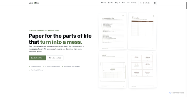 Security scan screenshot of https://linenandlists.pages.dev/'+p2+'