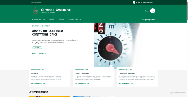 Security scan screenshot of https://comune.orsomarso.cs.it/