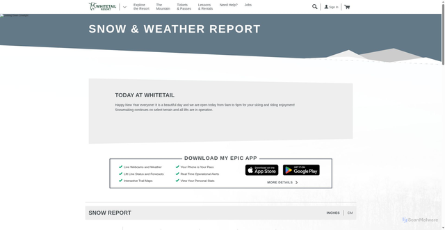 Security scan screenshot of https://www.skiwhitetail.com/the-mountain/mountain-conditions/snow-and-weather-report.aspx