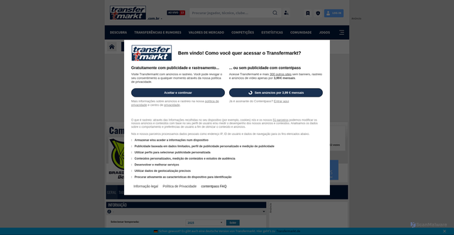 Security scan screenshot of https://www.transfermarkt.com.br/campeonato-brasileiro-serie-a/startseite/wettbewerb/BRA1