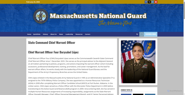 Security scan screenshot of https://massnationalguard.org/state-command-chief-warrant-officer/