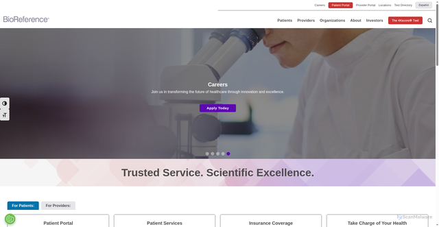 Security scan screenshot of https://bioreference.com