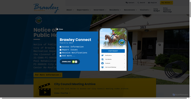 Security scan screenshot of https://www.brawley-ca.gov/