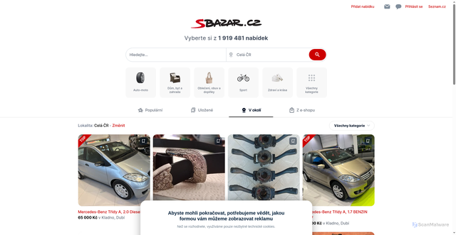 Security scan screenshot of https://sbazar.cz