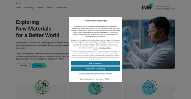 Security scan screenshot of https://www.leibniz-inm.de/