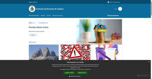 Security scan screenshot of https://www.comune.auronzo.bl.it