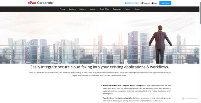 Security scan screenshot of https://www.efaxcorporate.com