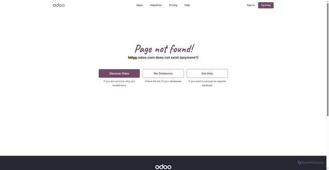 Security scan screenshot of https://fdfgg.odoo.com