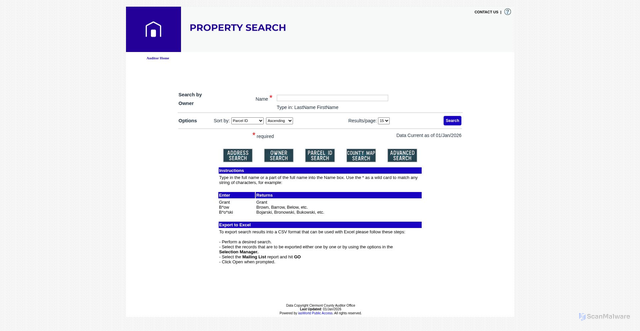 Security scan screenshot of https://www.clermontauditorrealestate.org