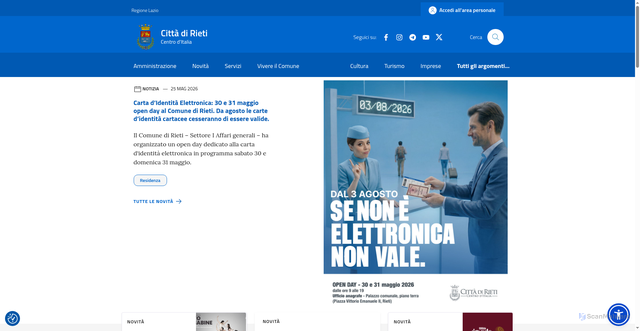 Security scan screenshot of https://www.comune.rieti.it