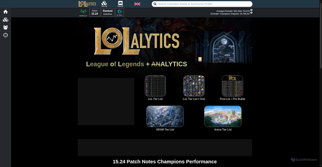 Security scan screenshot of https://lolalytics.com/