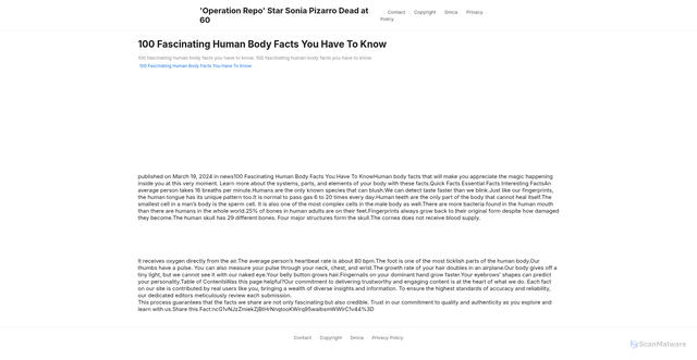 Security scan screenshot of https://zonainspiratifstories-dph4djh8zu08.edgeone.app/100-fascinating-human-body-facts-you-have-to-know.html
