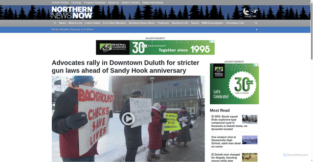 Security scan screenshot of https://www.northernnewsnow.com/2025/12/12/advocates-rally-downtown-duluth-stricter-gun-laws-ahead-sandy-hook-anniversary/