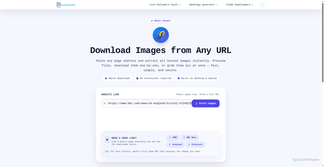Security scan screenshot of https://tucktools.pages.dev/download-image-from-url/
