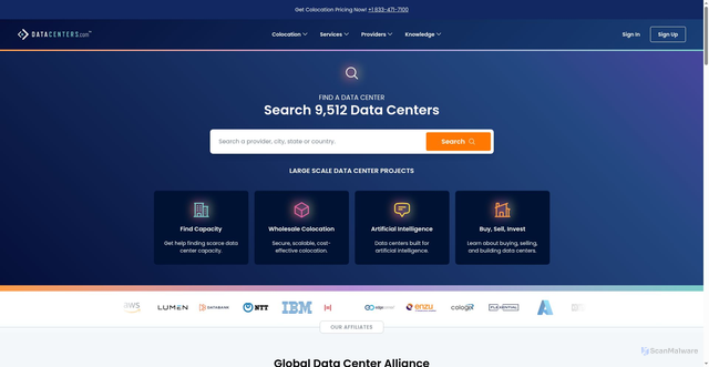 Security scan screenshot of https://www.datacenters.com