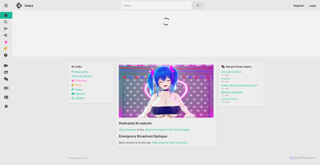Security scan screenshot of https://www.iwara.tv