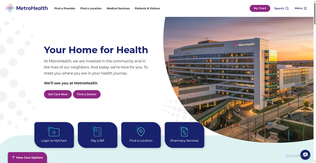 Security scan screenshot of https://metrohealth.org