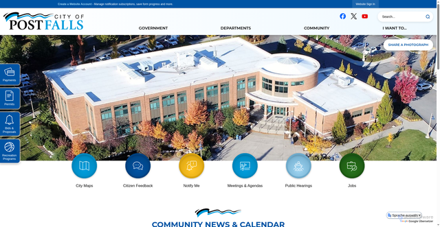 Security scan screenshot of https://postfalls.gov/