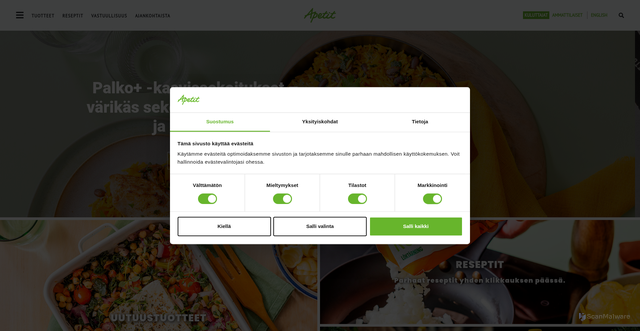 Security scan screenshot of https://apetit.fi