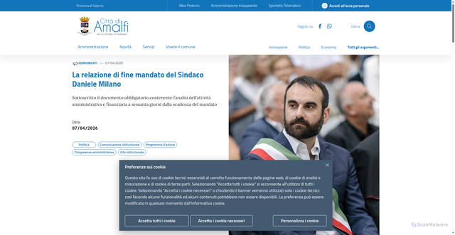 Security scan screenshot of https://www.comune.amalfi.sa.it