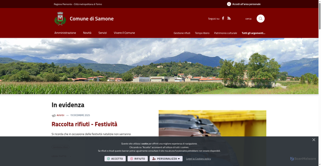 Security scan screenshot of https://www.comune.samone.to.it/it-it/home