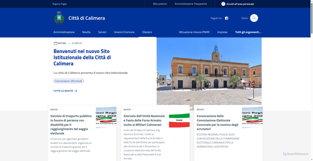 Security scan screenshot of https://www.comune.calimera.le.it/