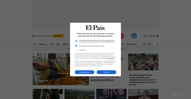 Security scan screenshot of https://elpais.com.co