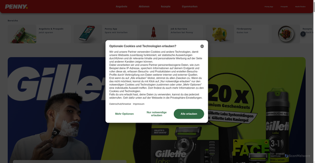 Security scan screenshot of https://penny.de